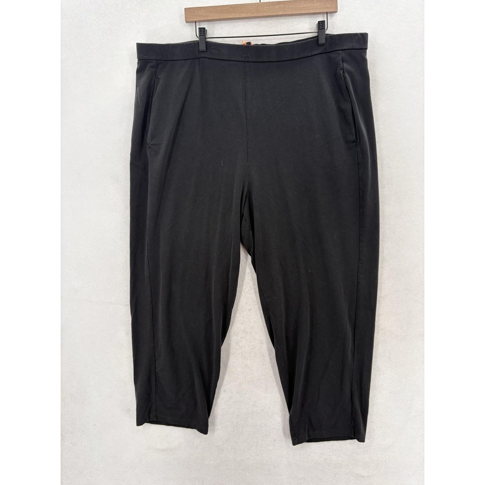 Eileen Fisher Jersey Ankle Pants Womens Plus 2X Black Tapered Elastic Waist Yoga